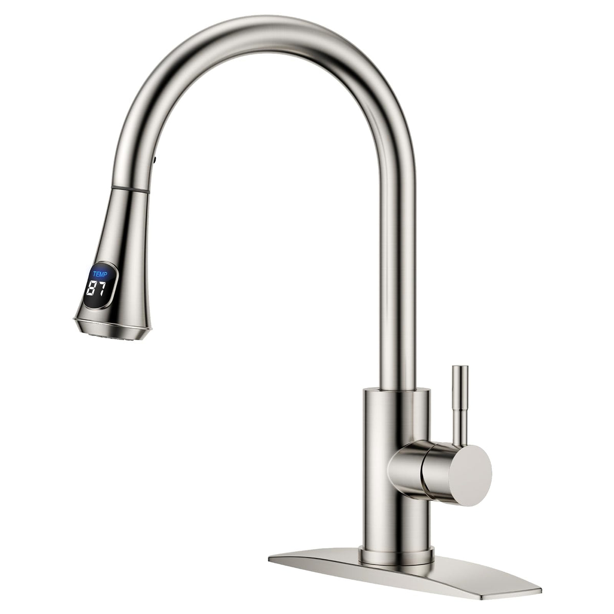FORIOUS Black Kitchen Faucet with Pull Down Sprayer, High Arc Single Handle