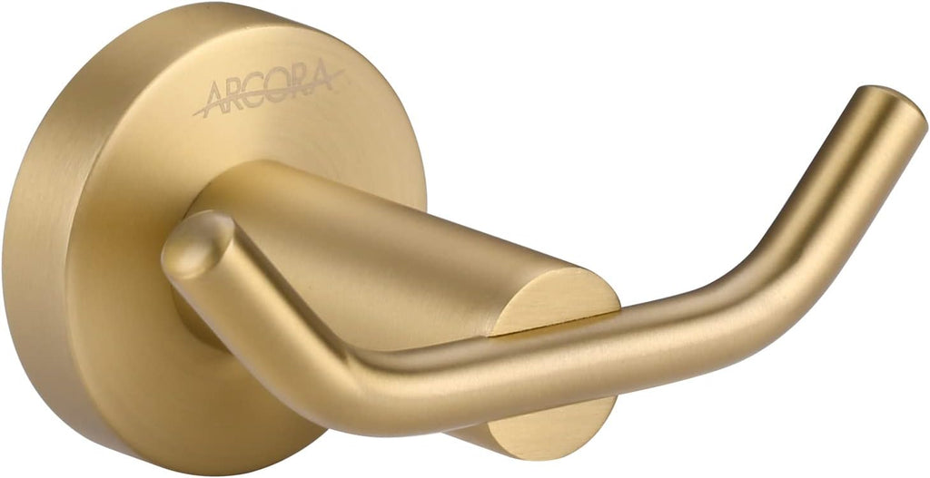 ARCORA Brushed Gold Towel Hooks, SUS 304 Stainless Steel Bathroom Robe Hook
