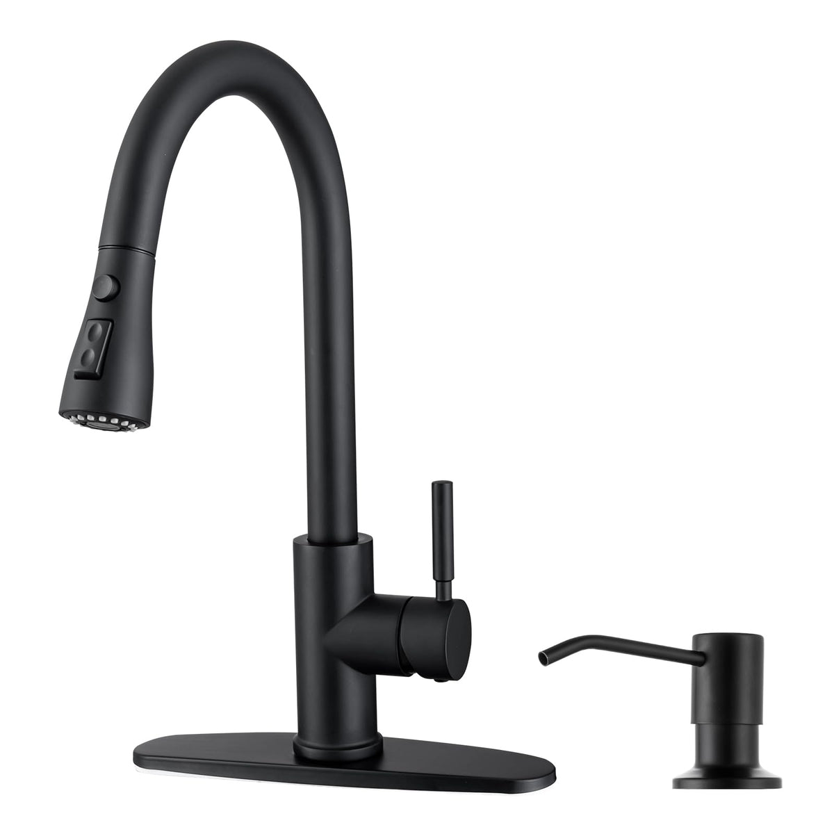 WEWE Pull-Down Kitchen Faucet with 3 Mode Sprayer, Polished Chrome