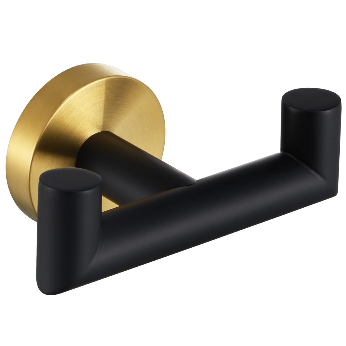 Angle Simple Double Towel Hook for Bathroom, Robe Coat Hook, Matte Black