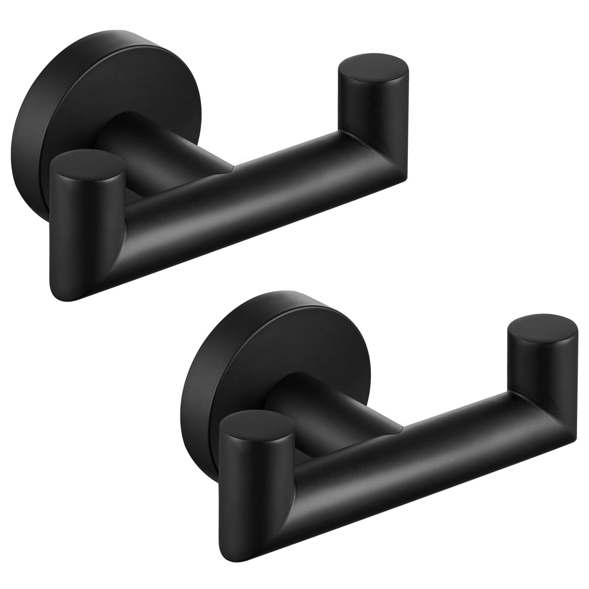 Angle Simple Double Towel Hook for Bathroom, Robe Coat Hook, Matte Black