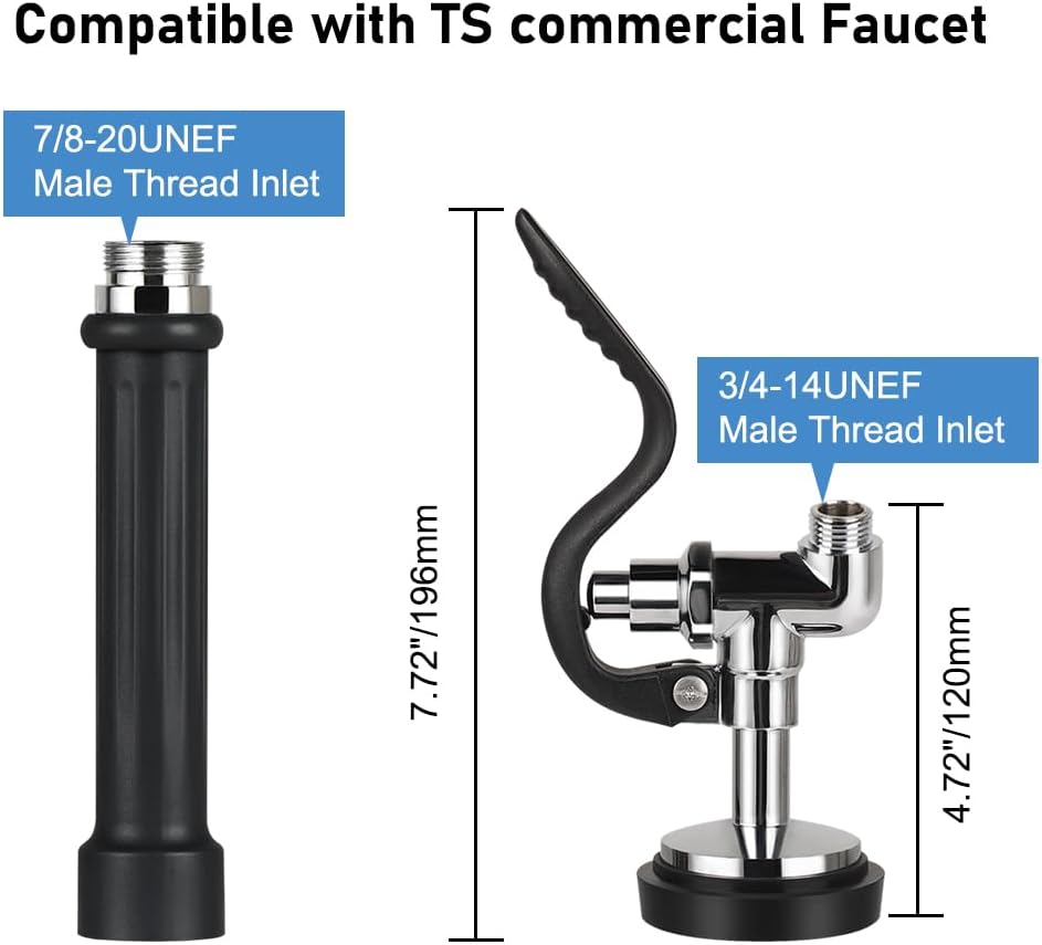 Pre Rinse Sprayer 1.42 GPM High Pressure Commercial Sink Sprayer Head for Restaurant Industrial Faucets, Spray Valve Dish Nozzle Without Handle Fits for T&S Brass Spray Valve Replace B-0107