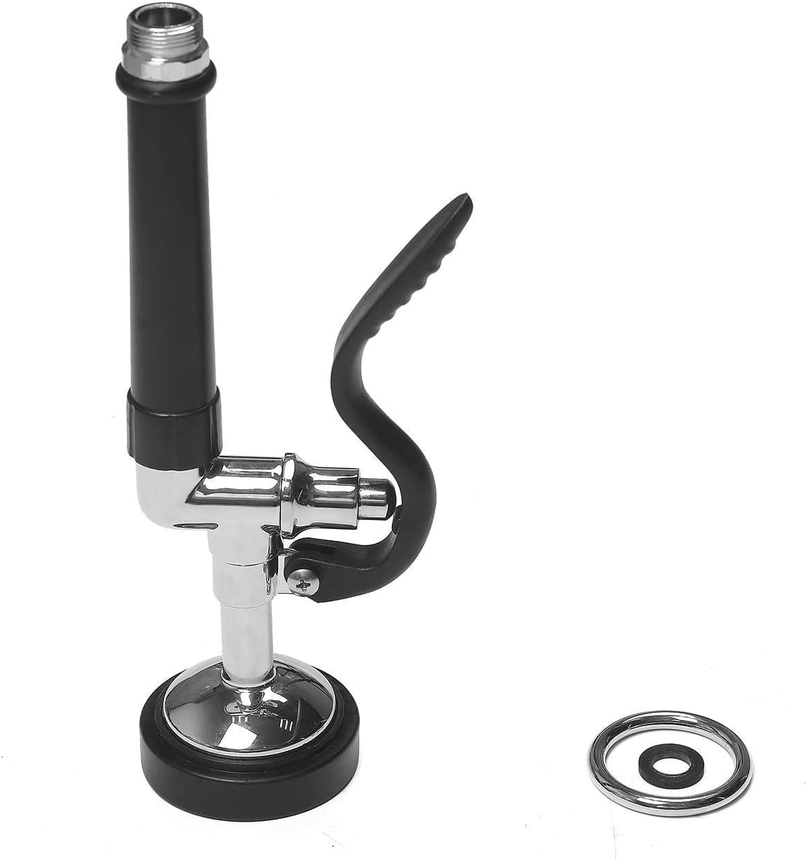 MSTJRY Commercial Sink Sprayer Pre Rinse Spray Valve with Handle Grip Assembly,1.42 GPM High Pressured Dish Sprayer for Replacement Kit of Commercial Faucet, Polished Chrome (Black)