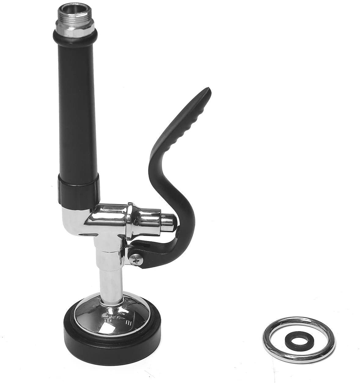 MSTJRY Commercial Sink Sprayer Pre Rinse Spray Valve with Handle Grip Assembly,1.42 GPM High Pressured Dish Sprayer for Replacement Kit of Commercial Faucet, Polished Chrome (Black)