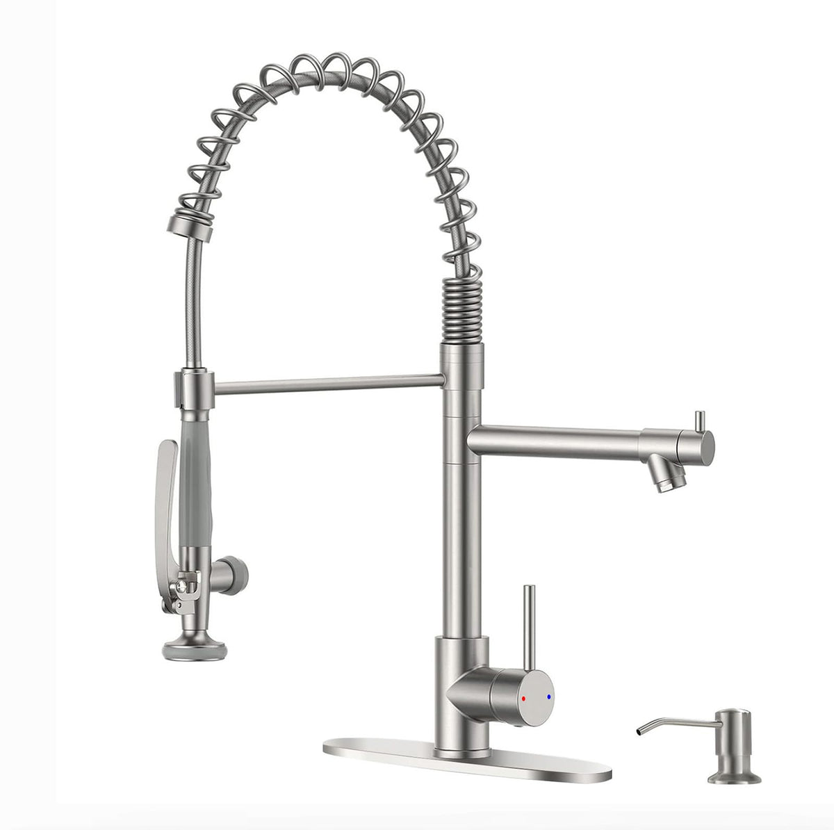 Fapully Commercial Kitchen Faucet,Wall Mount Kitchen Sink Faucet with Pre-Rinse Pull Down Sprayer,25‘’ Height 8'' Center 3 Compartment Sink Faucets with 12.2'' Swing Spout Chrome