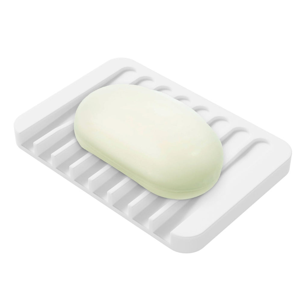 Aoheuo Modern Bamboo Fiber soap Holder and soap Dish Combination (Removable), White, 5.12 Long by 3 Wide, 0.98 inches high, Used in Kitchens, bathrooms, and bar Sinks