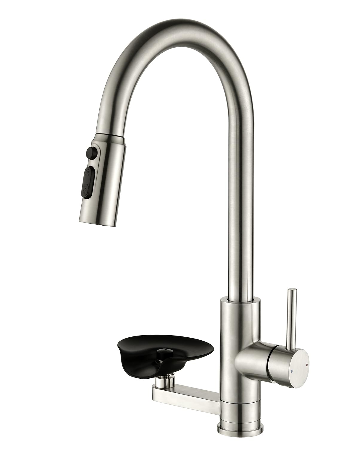 Kitchen Faucet with Cup Washer Pull Down Sprayer Stainless Steel Kitchen Sink Faucet with Deck Plate Glass Rinser Single Hole Brushed Nickel