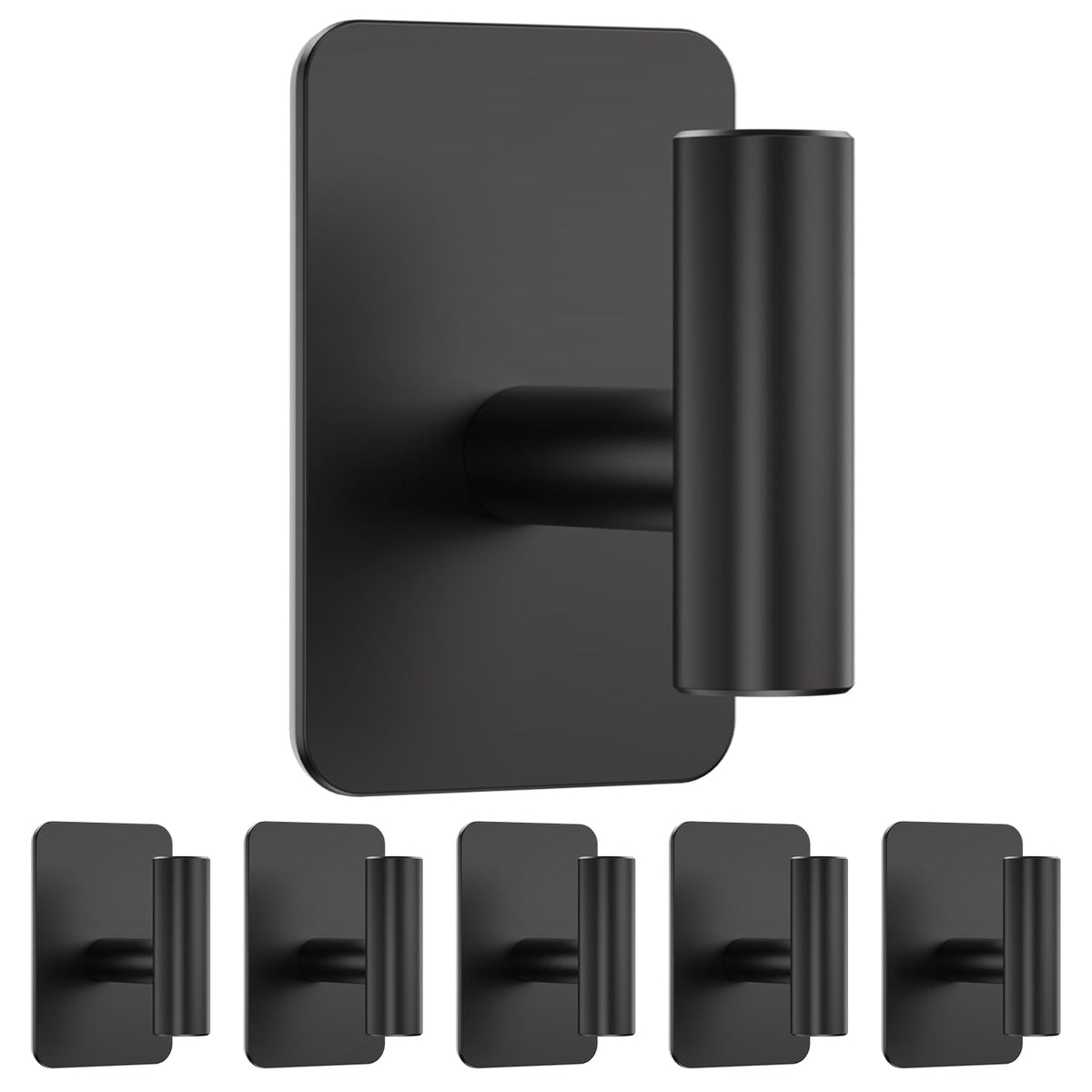 Large Heavy Duty Wall Hooks - 26lb Max, Stainless Steel Adhesive Towel Hooks for Hanging Towel, Coat, Robe, Hat, Sticky Towel Holder for Wall Mount in Bathroom, Shower, Kitchen (Black, 4 Pack)