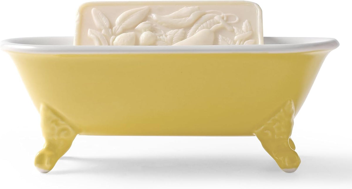 6.5" Mini Clawfoot Bathtub Soap Dish,Bar Soap Holder,Yellow