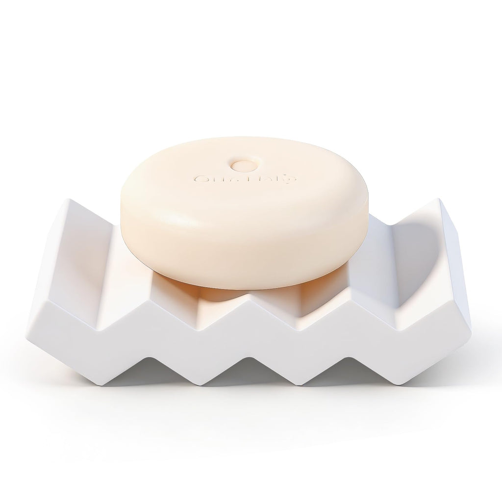 Bar Soap Holder Diatomite Soap Dish Sponge Caddy, Marble White