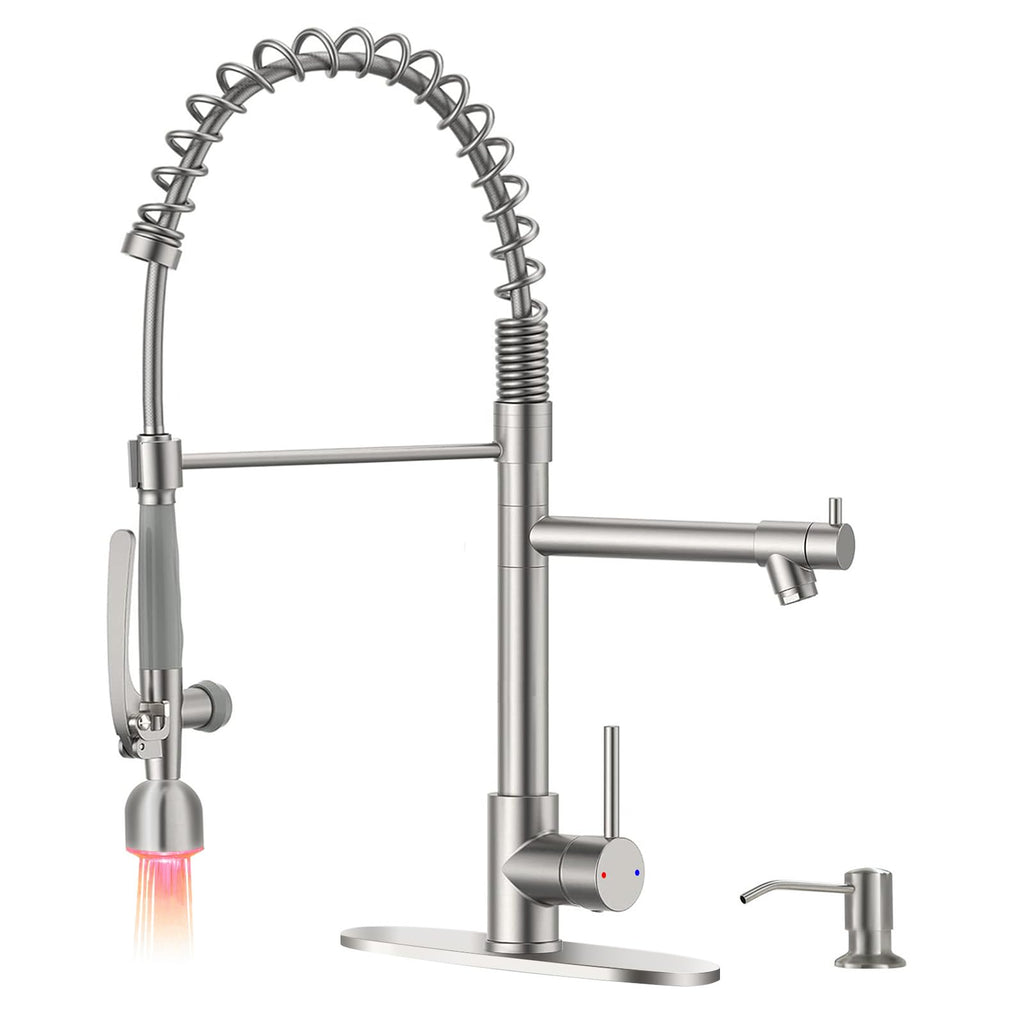 Fapully Commercial Kitchen Faucet,Wall Mount Kitchen Sink Faucet with Pre-Rinse Pull Down Sprayer,25‘’ Height 8'' Center 3 Compartment Sink Faucets with 12.2'' Swing Spout Chrome
