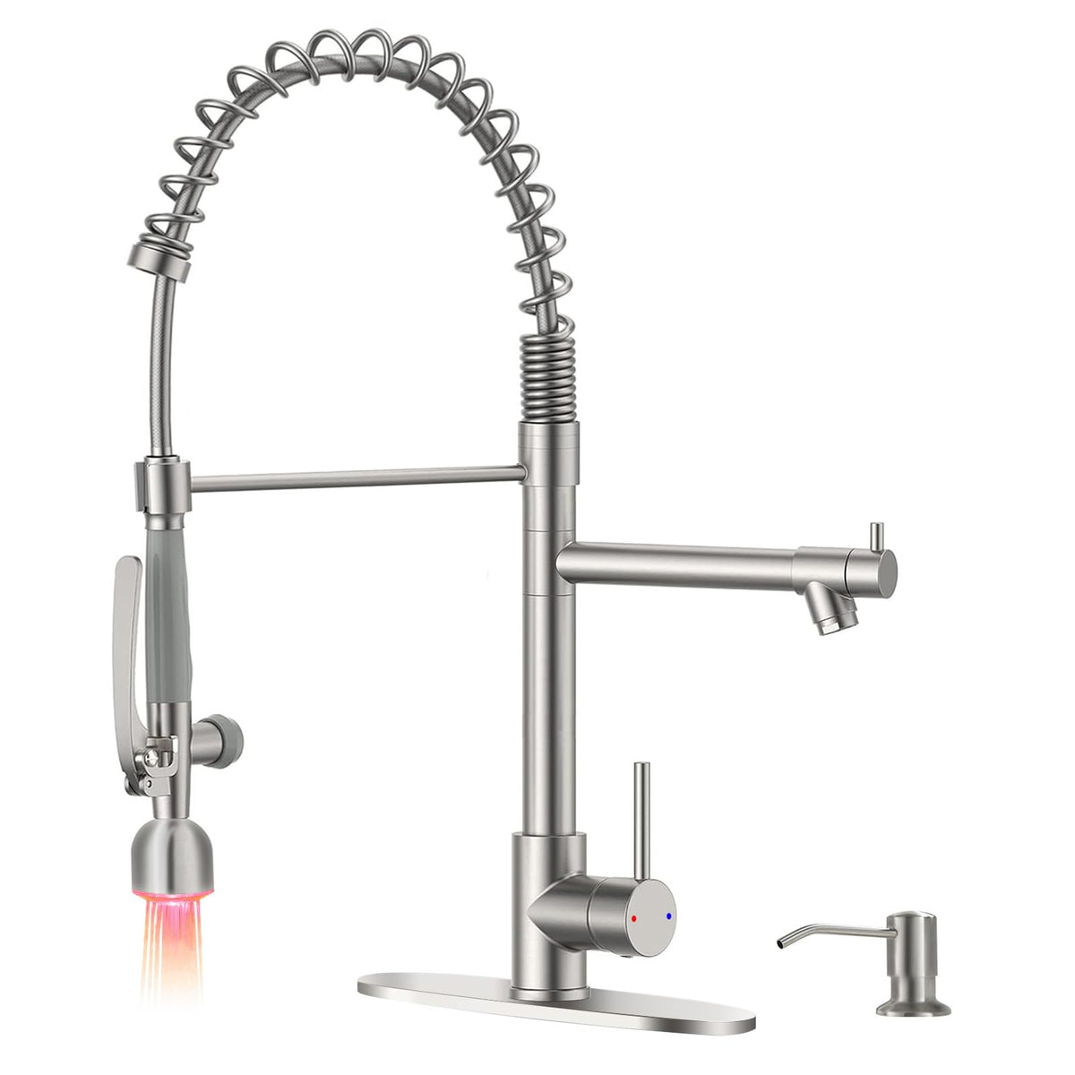 Fapully Commercial Kitchen Faucet,Wall Mount Kitchen Sink Faucet with Pre-Rinse Pull Down Sprayer,25‘’ Height 8'' Center 3 Compartment Sink Faucets with 12.2'' Swing Spout Chrome