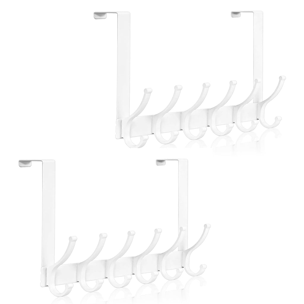 Optish Over The Door Hooks, Door Hanger Hooks for Hanging, Over The Doors Towel Racks for Bathroom, Coat Rack Dorm Essentials (1Pack, White, Fit 1-3/4" Doors)