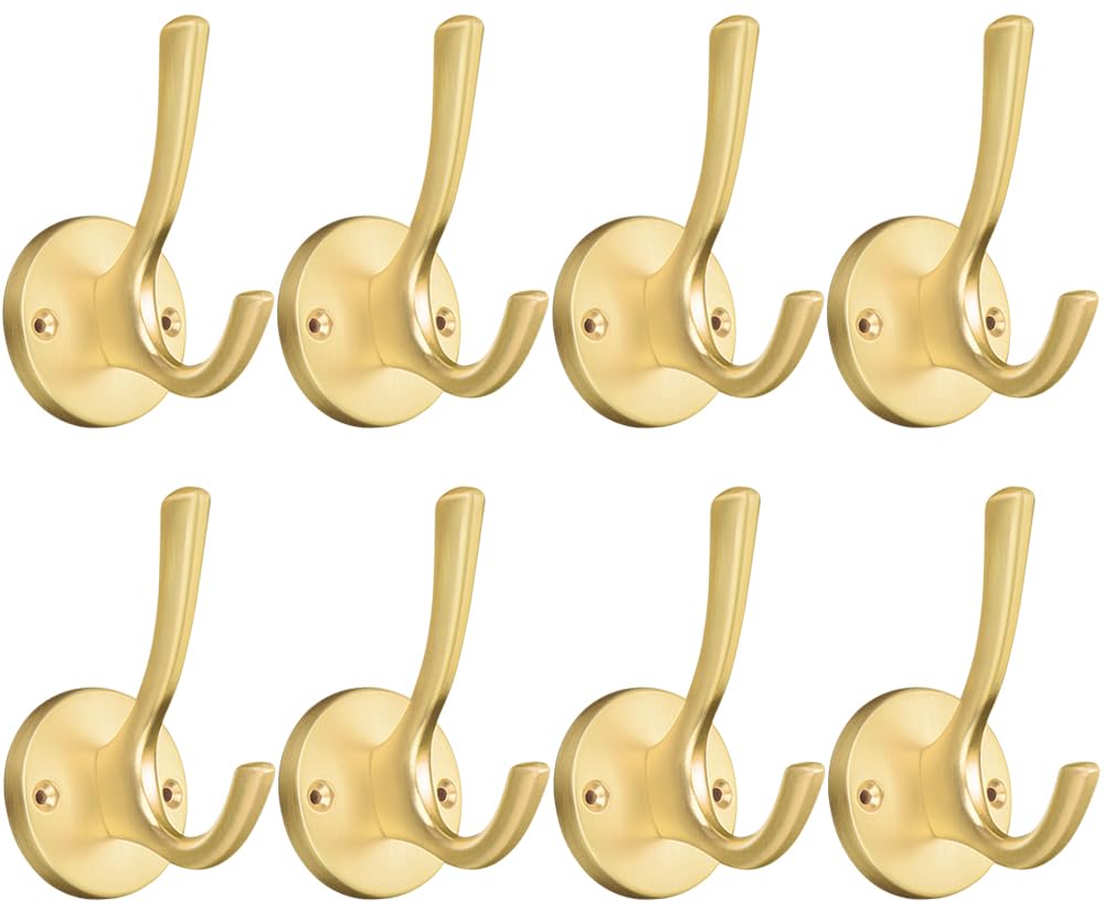 Towel Hooks for Bathrooms Silver Wall Hooks 2 Pack Brushed Nickel Coat Hooks Heavy Duty Towel Wall Hooks for Coats Robes Hats Bath Entryway Cubicle Kitchen Screw in Brushed Nickel Towel Hooks