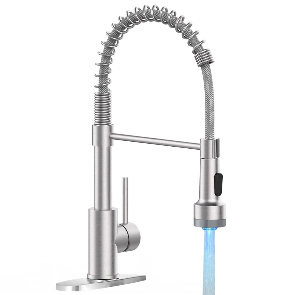 Pull Down Kitchen Faucet with Cup Washer Brushed Nickel