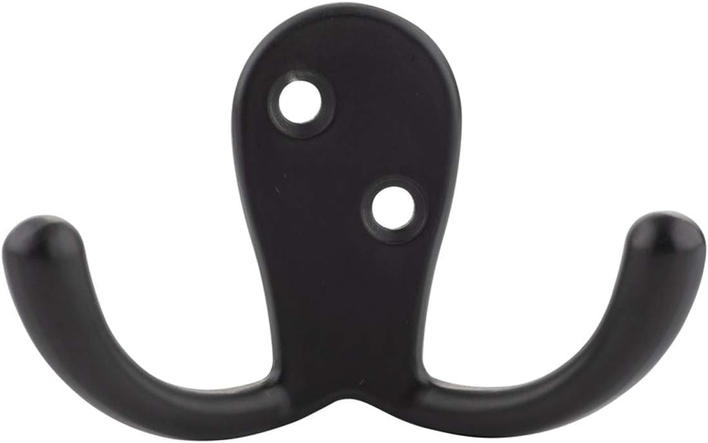 Amazon Basics Curved Zinc Robe Hook - Flat Black, 5-Pack