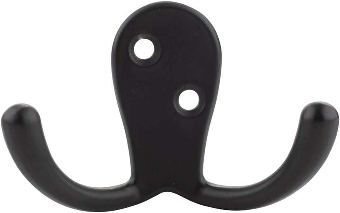 Amazon Basics Curved Zinc Robe Hook - Flat Black, 5-Pack