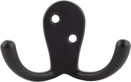 Amazon Basics Curved Zinc Robe Hook - Flat Black, 5-Pack