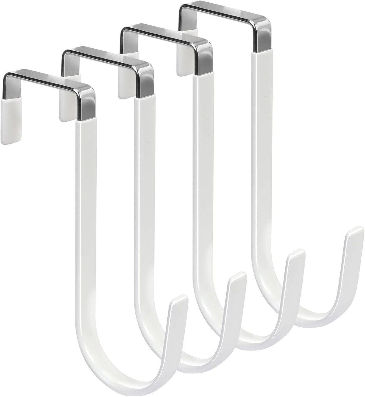 FYY Over the Door Hooks, Single-Hanger 4 Pack, Fits Doors 1 3/8" White