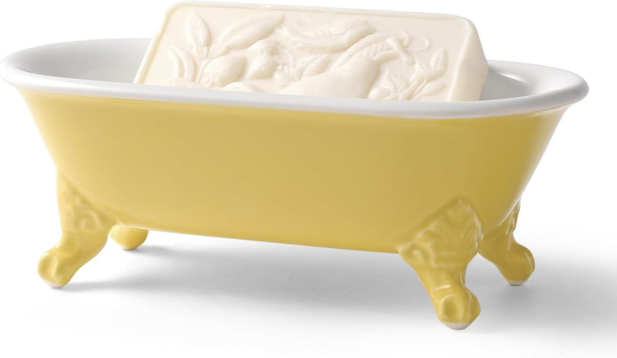 6.5" Mini Clawfoot Bathtub Soap Dish,Bar Soap Holder,Yellow