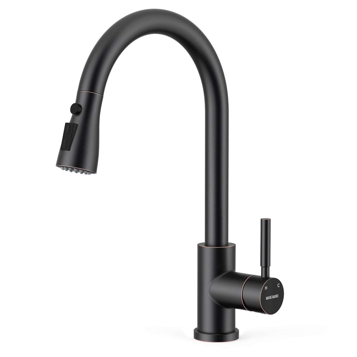 WEWE Pull-Down Kitchen Faucet with 3 Mode Sprayer, Polished Chrome
