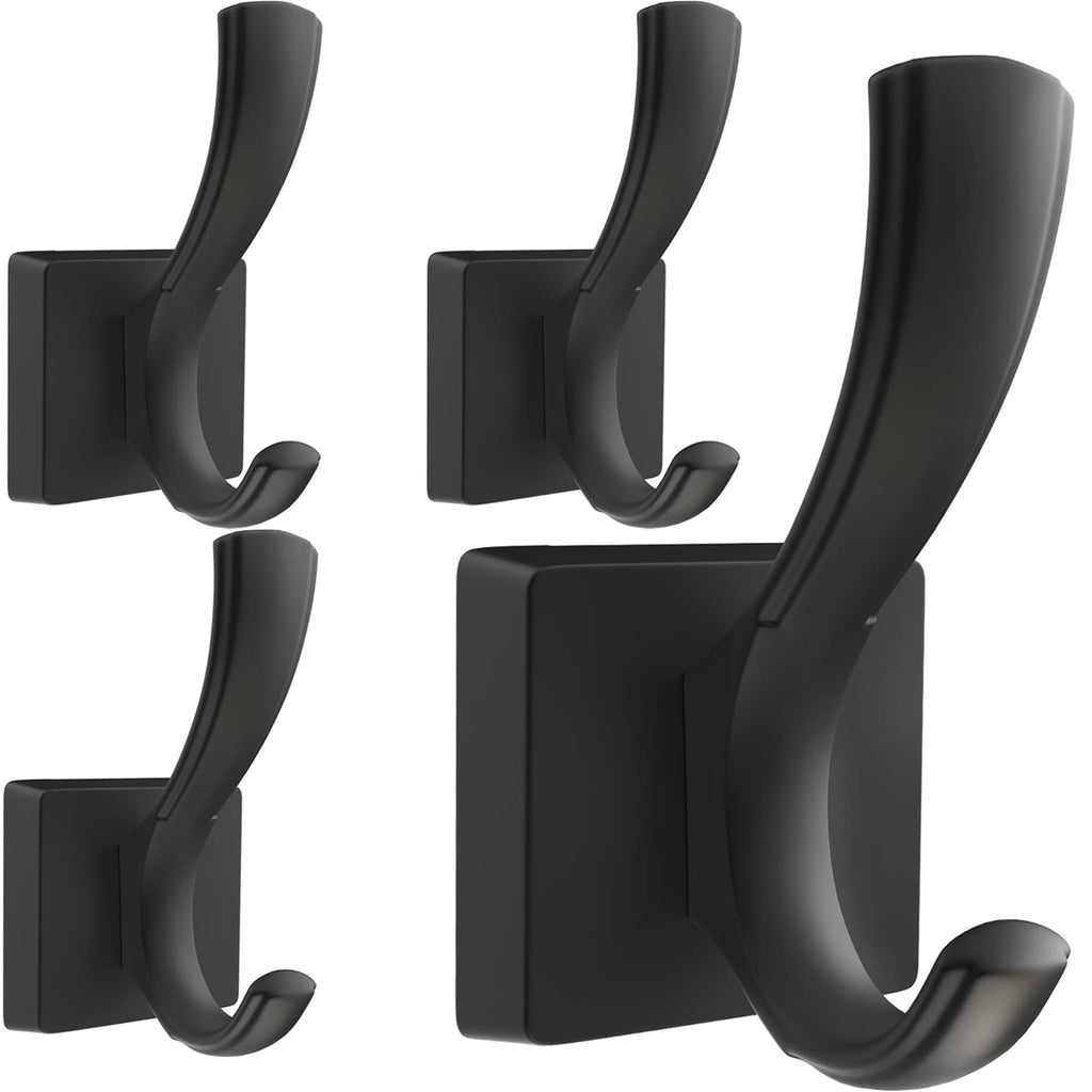 TOFIIGREM 3 Pack Black Towel Hooks, Towels Robe Holder for Bathroom Coat Hooks for Wall Hanging Key Hat Backpack (3 Pack, Black)