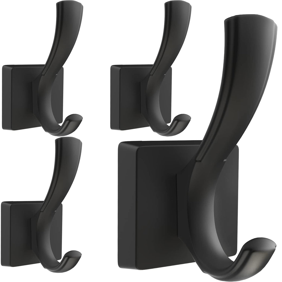TOFIIGREM 3 Pack Black Towel Hooks, Towels Robe Holder for Bathroom Coat Hooks for Wall Hanging Key Hat Backpack (3 Pack, Black)