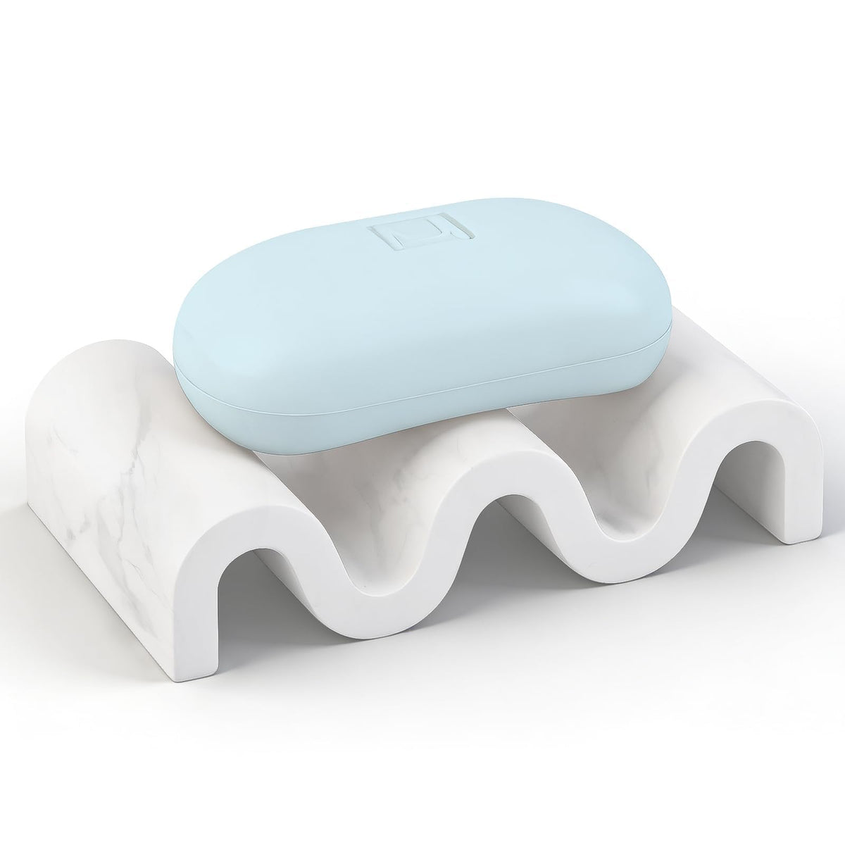 Diatomite Soap Dish Bar Soap Holder Quick Drying Sponge Tray, Marble White