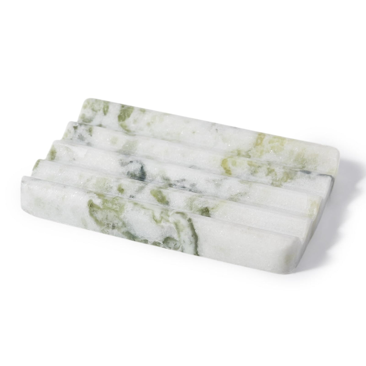 Karibiber Marble Soap Dish, Large Stone Bar Soap Holder Shower, Green Bathroom Soaps Saver, Easy Cleaning Natural Stone Sponge Holder for Kitchen Sink, Executive Jewelry Ring Tray