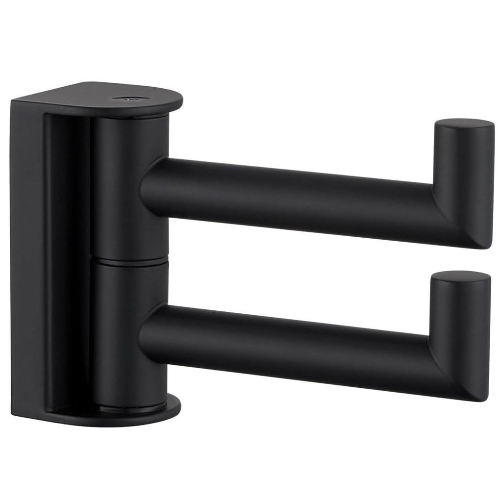 APLusee Swivel Towel Hook for Bathrooms with 2 Rotating Arms, Matte Black