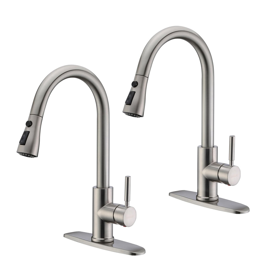 WEWE Pull-Down Kitchen Faucet with 3 Mode Sprayer, Polished Chrome