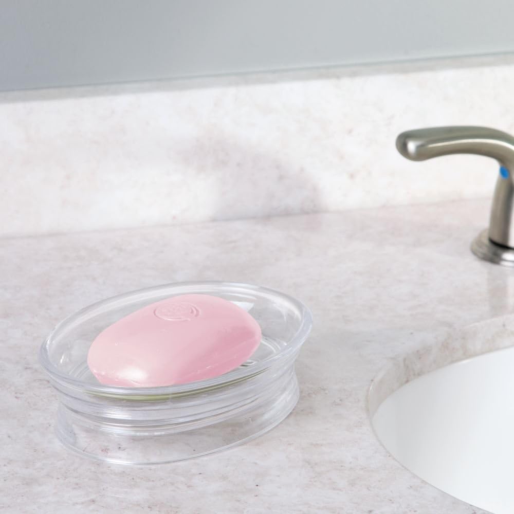 iDesign Soap Dish for Bathroom Sink or Countertop - Clear