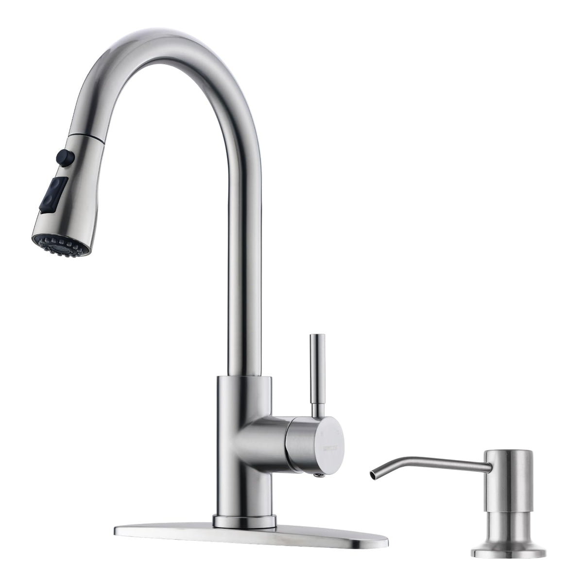 WEWE Pull-Down Kitchen Faucet with 3 Mode Sprayer, Polished Chrome