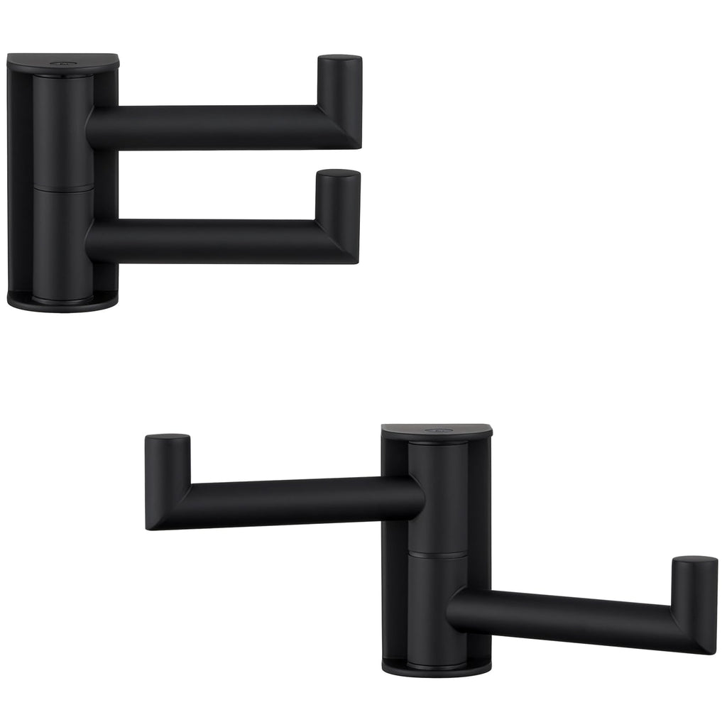 APLusee Swivel Towel Hook for Bathrooms with 2 Rotating Arms, Matte Black