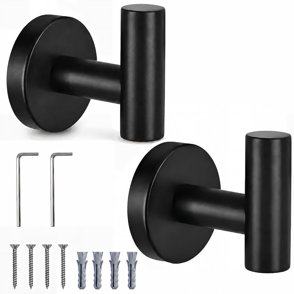 Suction Cup Hooks for Shower, 6 Pack Matte Black Suction Hooks