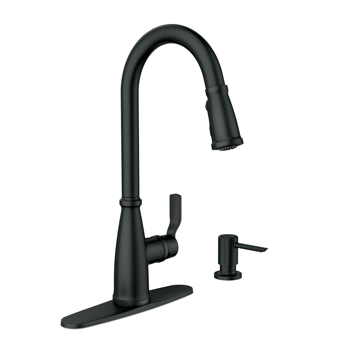 Moen Nolia Chrome One-Handle Pre-Rinse Spring Kitchen Faucet with Pull Down Sprayer, Single Hole Kitchen Sink Faucet with Soap Dispenser, 87886