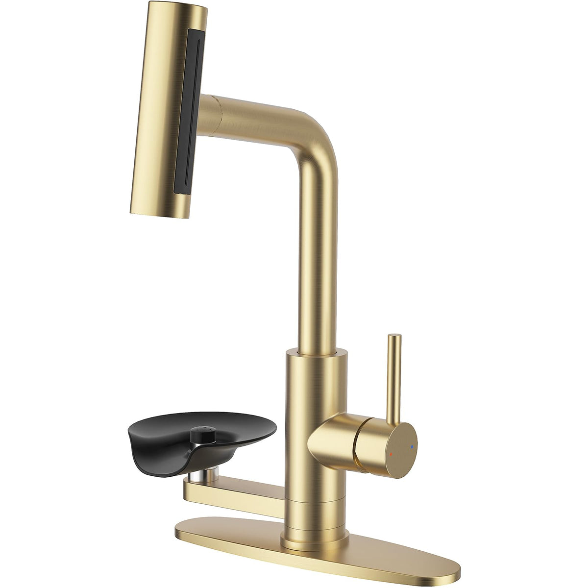 HOWUWEY Brushed Nickel Kitchen Faucet with Pull Down Sprayer & Cup Washer