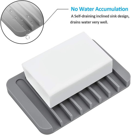 4PCS Self-Draining Silicone Bar Soap Dish and Holders for Shower