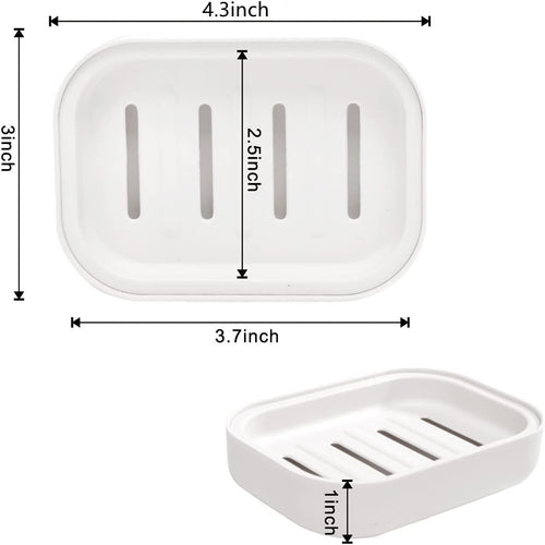 4 Pack Plastic Soap Dish, Soap Container, Double Layer Draining Soap Holder for Shower, Bathroom or Kitchen, C-0060