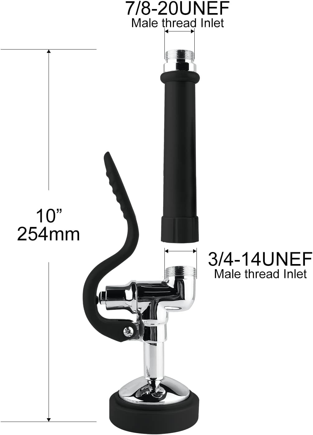 MSTJRY Commercial Sink Sprayer Pre Rinse Spray Valve with Handle Grip Assembly,1.42 GPM High Pressured Dish Sprayer for Replacement Kit of Commercial Faucet, Polished Chrome (Black)