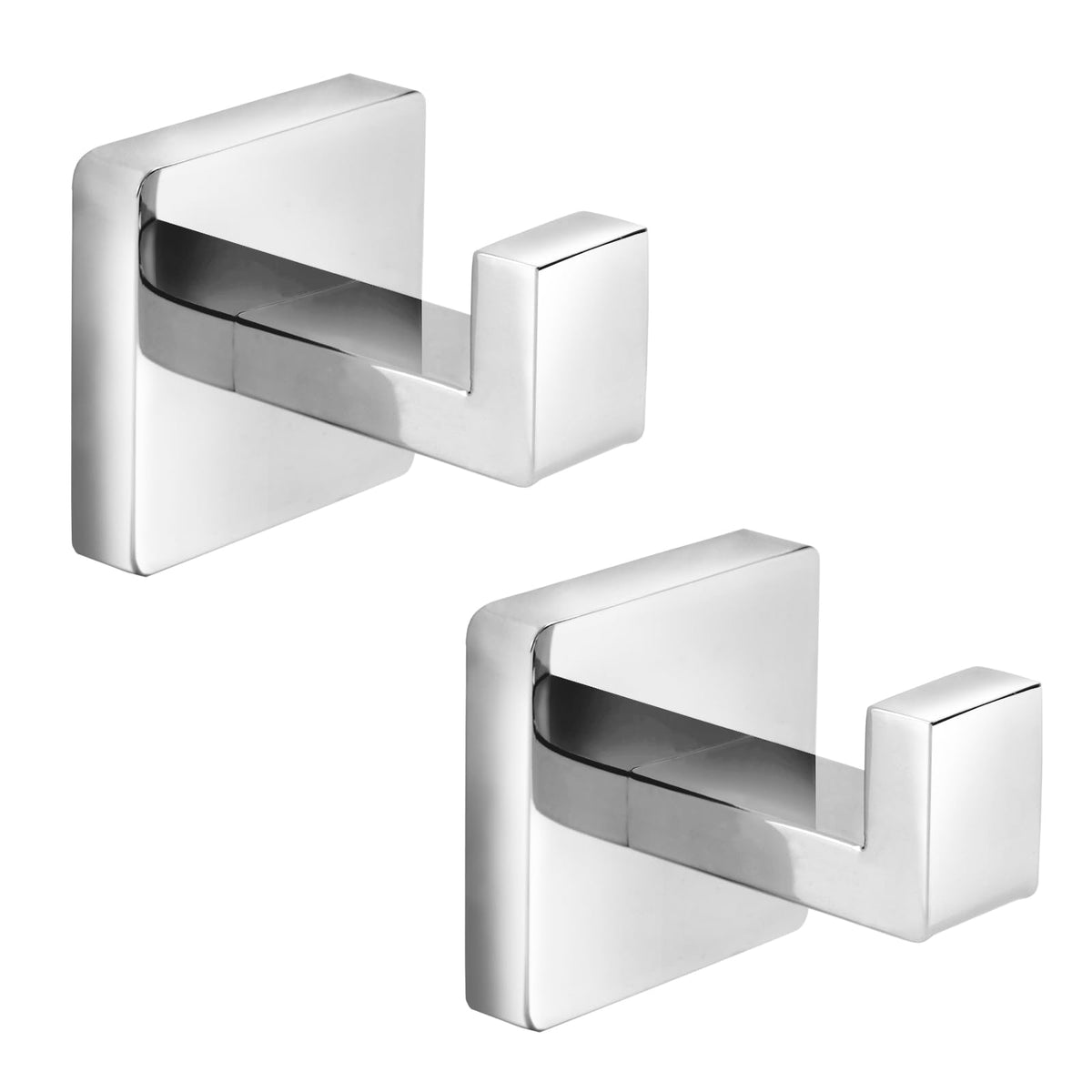 Heavy Duty Stainless Steel Towel Hooks, Wall Mounted Square Robe Hooks for Bathroom, Kitchen, Bedroom, Hotel Matte Black 2 Pack