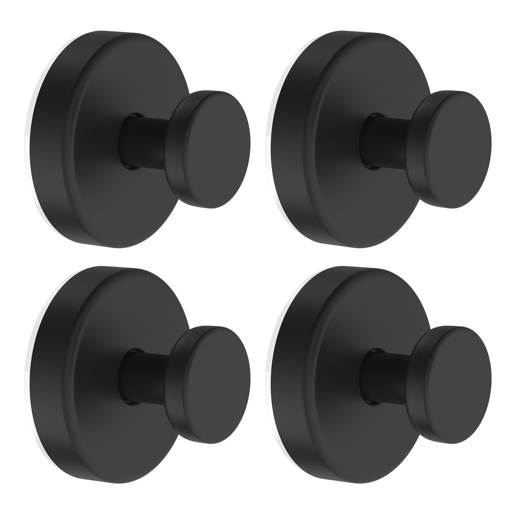 Vacuum Suction Cup Hooks for Shower, Shower Hooks for Inside Shower Glass Window, Mirror, No Drill Towel Hooks for Bathrooms, Bath Robe Coat Looafh Wreath Hook for Hanging - 2 Pack, Black