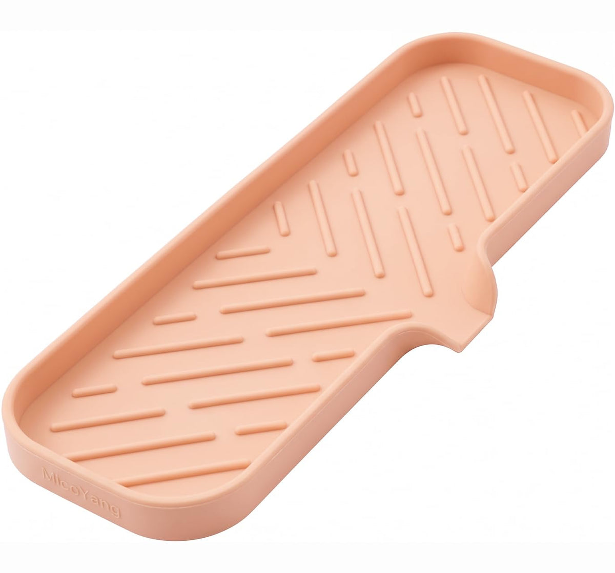 MicoYang Silicone Soap Dish with Drain Spout, Self-Draining Sink Organizer Tray for Bathroom and Kitchen, Sponges, Dispensers and Soap Holder, Non-Slip and Dishwasher Safe, Black (Compact, 4.9"×3.2")