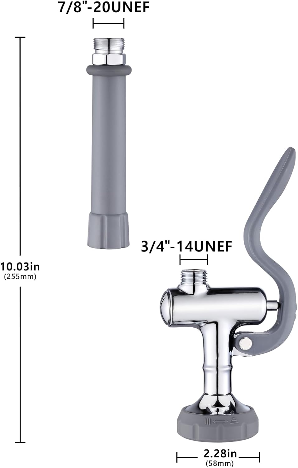 Achelous Pre Rinse Sprayer Commercial Adjustable Dual Jet & Mist Function Sink Sprayer Replacement for Restaurant, Hotel, Coffee Shop and Other Heavy-Duty Professional Kitchens, Brass Chrome (Grey)