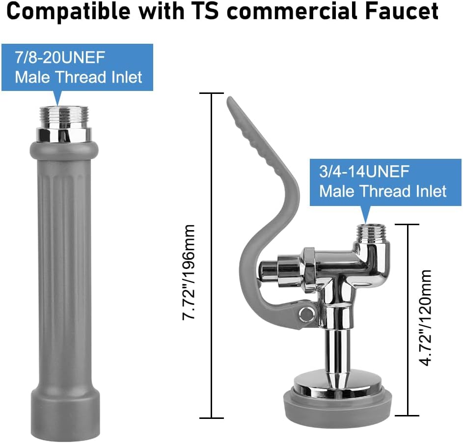 Pre Rinse Sprayer Valve, 1.42 GPM High Pressure Commercial Pre Rinse Spray Head Dish Sprayer Replacement Kit for Restaurant Industrial Faucets, Chrome Finished