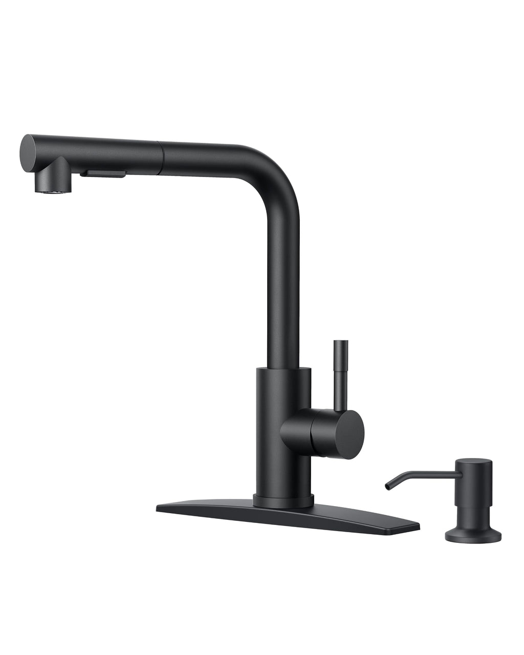 FORIOUS Black Kitchen Faucet with Pull Down Sprayer, High Arc Single Handle