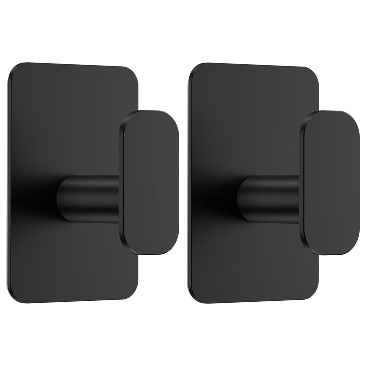 Large Heavy Duty Wall Hooks - 26lb Max, Stainless Steel Adhesive Towel Hooks for Hanging Towel, Coat, Robe, Hat, Sticky Towel Holder for Wall Mount in Bathroom, Shower, Kitchen (Black, 4 Pack)