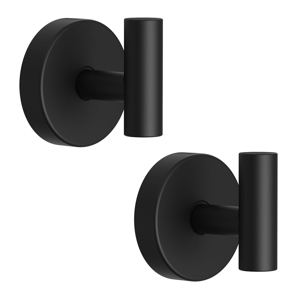 Vacuum Suction Cup Hooks for Shower, Shower Hooks for Inside Shower Glass Window, Mirror, No Drill Towel Hooks for Bathrooms, Bath Robe Coat Looafh Wreath Hook for Hanging - 2 Pack, Black