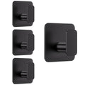 Aikzik Black Hooks for Hanging Heavy Duty, Adhesive Hooks for Shower, Bathroom, Kitchen, Robe, Towel, Coat, Waterproof & Rustproof Hook for Walls No Damage, Sticky Wall Towel Hooks - 4 Pack