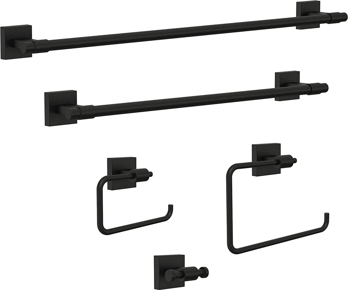 Franklin Brass Maxted (1-Pack) Towel Hooks Matte Black Bathroom Hooks Wall Mounted for Robes & Towels 2-Prong Hand Towel Hook Holder Kitchen, Bath, Bathroom Accessories MAX35-FB